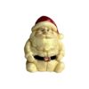 Solid white chocolate Santa Clause decorated with a red hat and brown belt